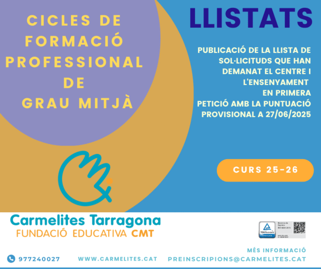 CICLES FORMATIUS LLISTATS ALUMNES QUE HAN DEMANAT EL CENTRE PPROVISIONAL (27.06.25)